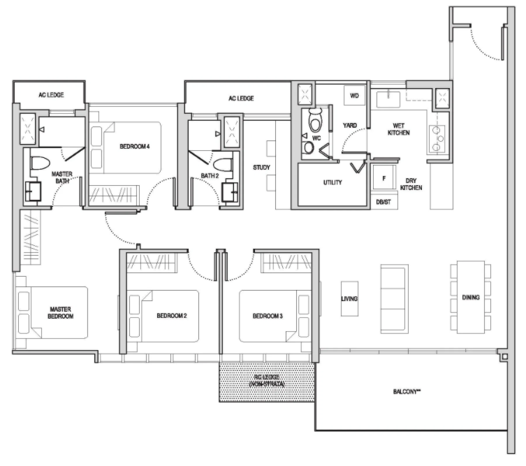 Affinity at Serangoon 4 bedroom floorplan